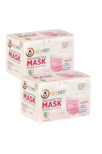 Meymed Yumuşak Elastik Medikal Maske Pembe 100 Adet
