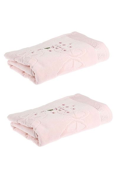Özdilek Embroidered Hand-face Towel (50x90)-jasmin Powder 2 Pieces