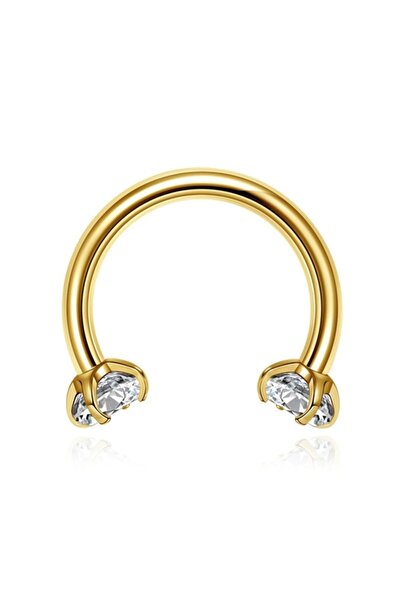 Vilma Aksesuar Cerrahi Çelik Taşlı Piercinghelix - Kıkırdak - Septum (8mm) Gold Renk