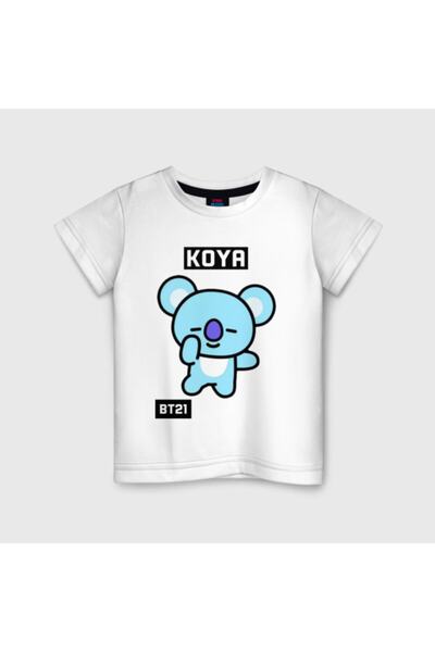 GalaPazar للجنسين الأبيض كويا التميمة تي شيرت Bt21 Bts