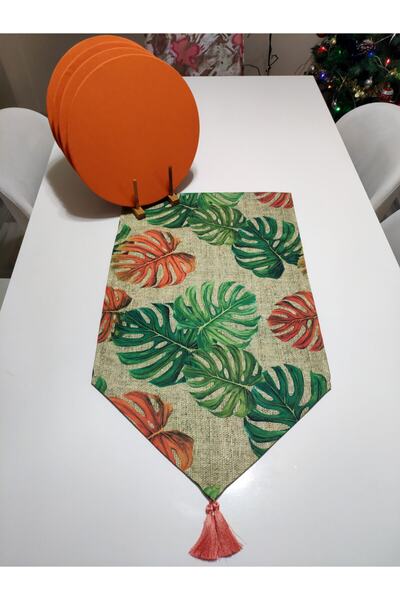 Orange Camel Base Pattern Runner Underplate Set 6pcs