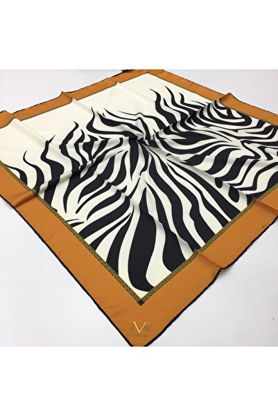 19V69 ITALIA Помаранчевий кремовий чорний твіловий шарф Black серії 90x90 см ...