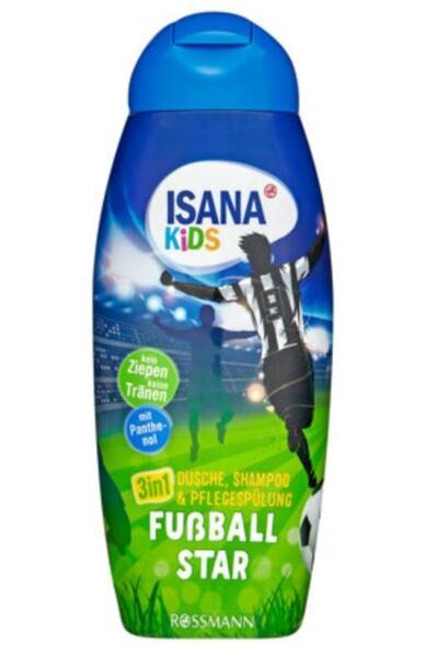 ISANA Kids Şampuan, Duş Jeli Ve Saç Bakım Kremi 3'ü 1 Arada Futbol Starı 300 Ml