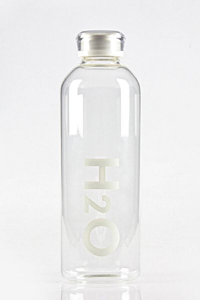 Tohana Glass Flask White H2o Borosilicate Water Bottle 1000 Ml