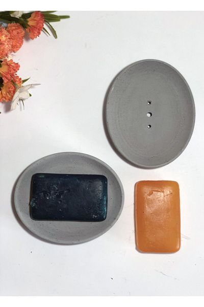 RocArt Home Οβάλ δοσομετρητής σαπουνιού από σκυρόδεμα (γκρι)