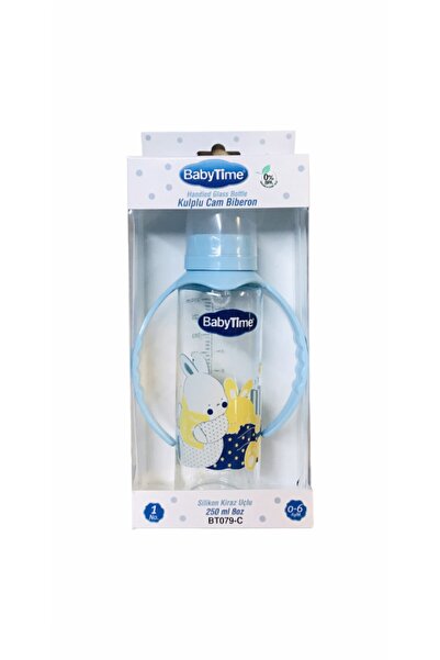 Babytime زجاجة أطفال زجاجية بيد 0-6 أشهر+ 250 مل Bt079-c أزرق