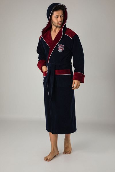 Nuşa Athletic Sport Embroidered Bamboo Cotton Hooded Men's Bathrobe