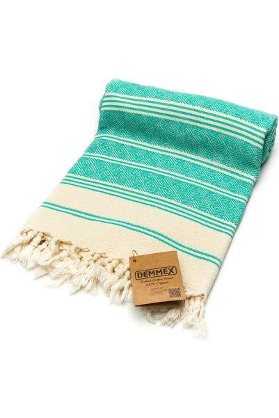 Demmex Certified 100% Organic Cotton Peshtemal Bath Beach Towel, 180x90cm, 450gr, Nile