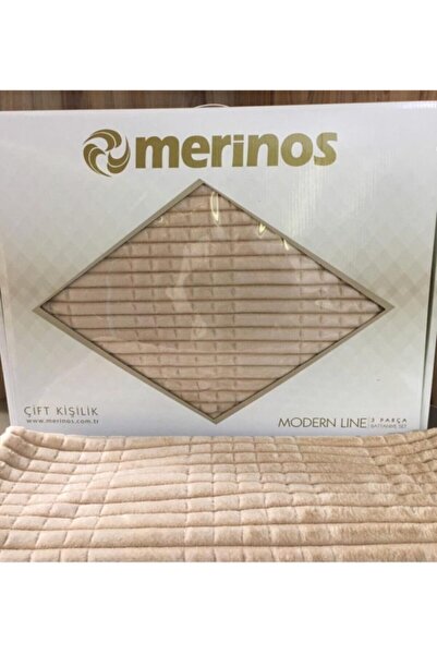 Merinos Çift Kişilik 3 Parça Battaniye Seti Modern Lıne Sütlükahve