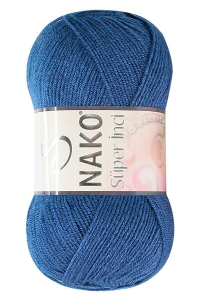 NAKO خيط حياكة يدوي من الصوف بنسبة 25% من سوبر إنسي، 517 أزرق متوسط