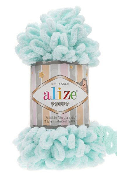 Alize Puffy El Örgü Ipi Ipliği Yünü Renk Kodu:15 Su Yeşili