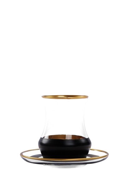 ÇIRPAN EV Black Gold Tea Set for 6 People