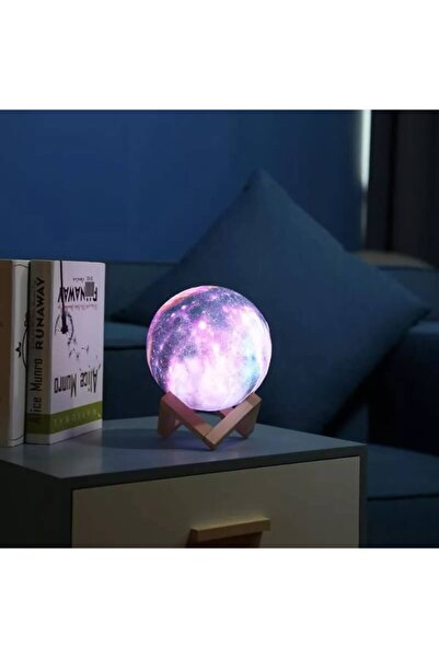 ORİJİNALDÜKKAN 3d Renk Değiştiren Galaxy Ay Gece Masa Lambası 15 Cm Led Işıkl...