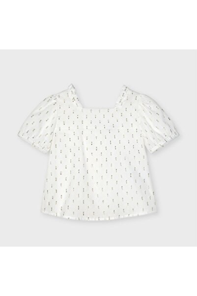 MAYORAL Girl's White Printed Cotton Shirt 3192
