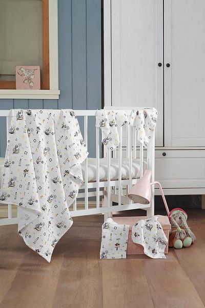 Evim Home Muslin Baby Set (90*80) (120*120) (30*30'4 Pieces), Yellow, Ruyan