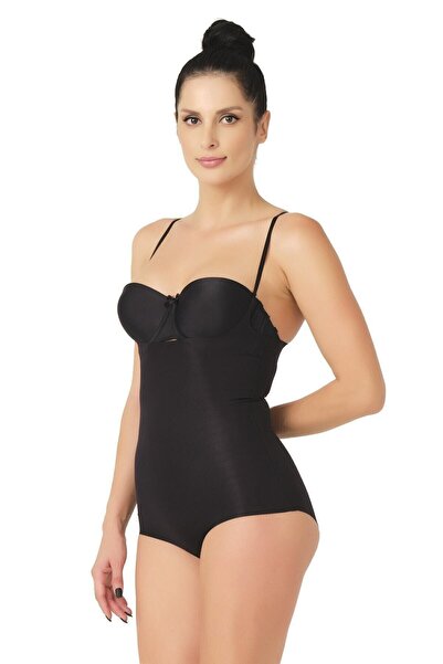 Emay Γυναικείο μαύρο κορσέ με ανοιχτό στήθος με κοπή με λέιζερ