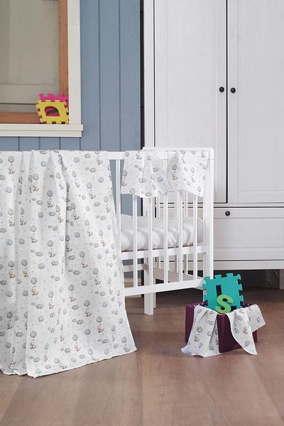 Evim Home Muslin Baby Blanket + Mouth Diaper (4 Pieces) 90*80, Blue, Pamıra