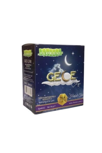 Florest Gece Çayı Sarı Kantaronlu Kedi Otlu Karışım Bitki Çayı 45 Adet Herbal...