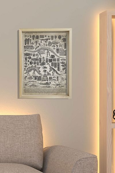 Dekor Loft Ζωγραφική τοίχου με φυσικό πεύκο Παλαιοντολογία Δεινόσαυροι