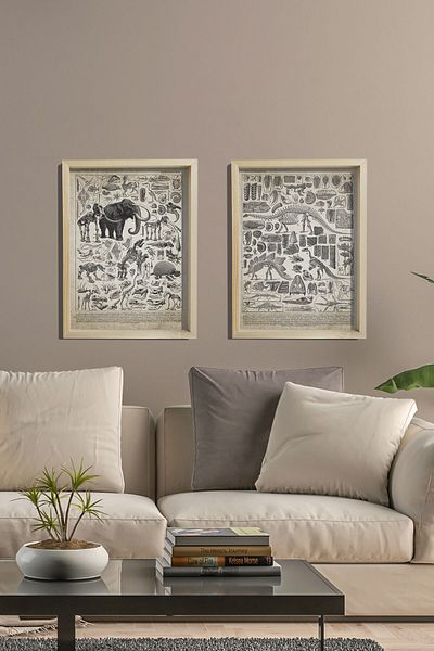 Dekor Loft Πρηστορική ζωγραφική τοίχων με φυσικό πεύκο και ονόματα