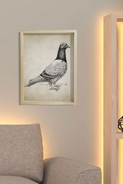 Dekor Loft Ζωγραφική τοίχου με φυσικό πεύκο Αντίκα αγωνιστικό περιστέρι