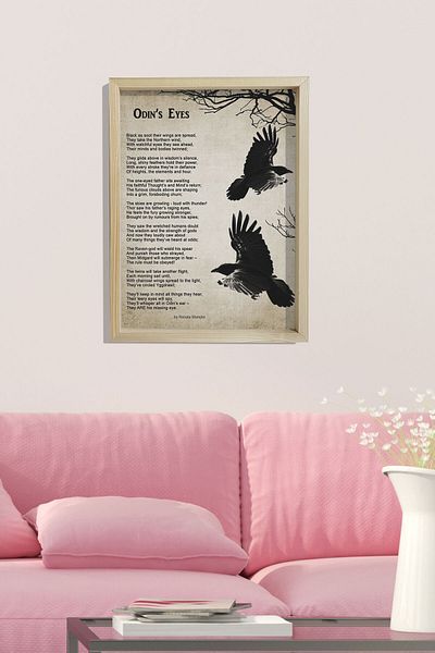 Dekor Loft Ζωγραφική τοίχου με φυσικό πεύκο Odin' In Eyes