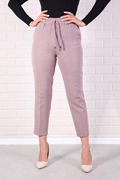 Essah Moda Kadın Lila Lastikli Havuç Pantolon - Me000320
