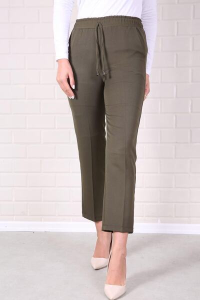Essah Moda Kadın Haki Lastikli Havuç Pantolon - Me000321