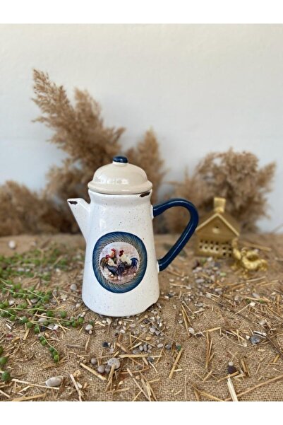 Handmadesign Kapaklı El Yapımı Seramik Sürahi Çember İçinde Tavuk Horoz Count...