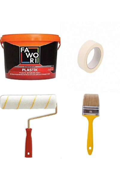 Fawori Iç Cephe Plastik Boya + Rulo + Kağıt Bant + Kestirme Fırça - 3.5 Kg - Kadife Çiçeği