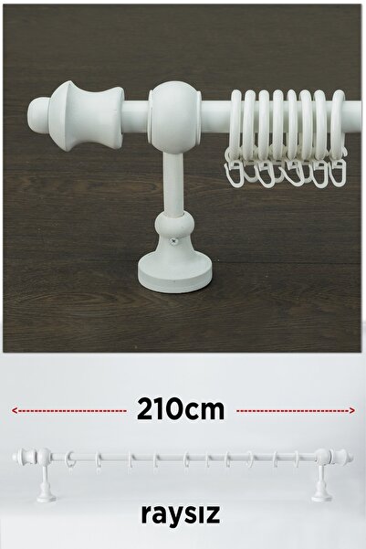 wenthi Suport pentru perdea rustic din lemn alb Venti 210 Cm