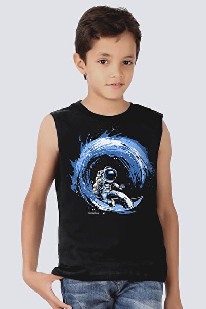 ROCKANDROLL Mânecă neagră Galactic Surfer Cutaway pentru baieti | Tricou fără...