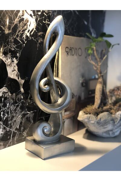 MALKOÇ HOME Dekoratif Sol Anahtarı Biblo Gümüş 35cm