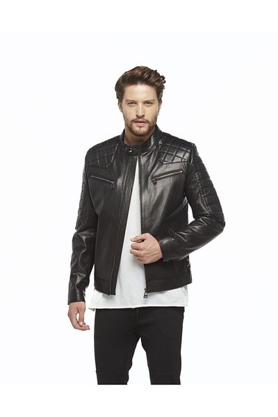 Hodore Black Sports Leather Jacket