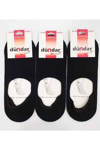 Dündar Plus Unisex Invisible Ballerina Socks 3 Pack (μαύρες