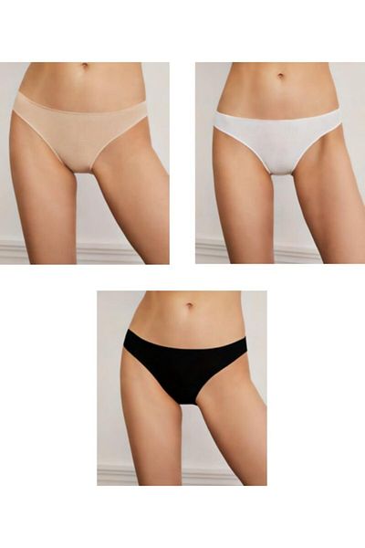 Eros Women's Black and White Skin Trackless Panties 780 5 Pieces New Season
