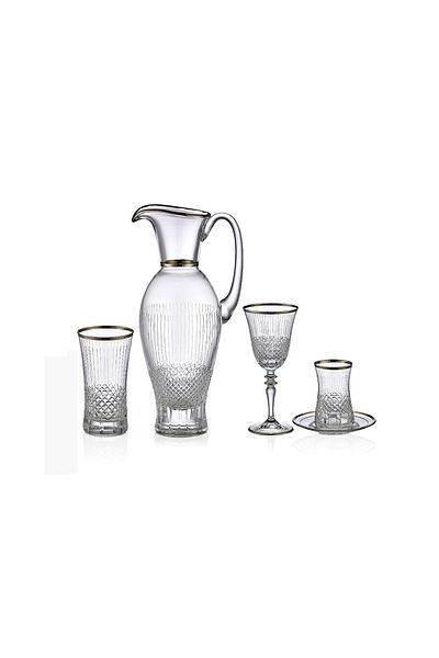 KCD Antique Platinum 49 Piece Glass Tableware Presentation Dowry Set Cutting Decor Water Cup Set
