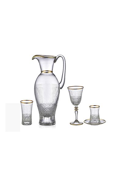 KCD Antique Gold 49 Piece Glass Tableware Presentation Dowry Set Cutting Decor Water Cup Set