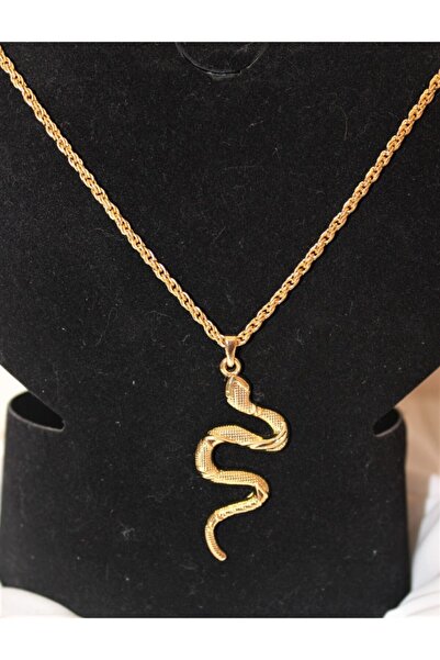 Sevgi Bağı Yılanlı Altın Kaplama Kolye