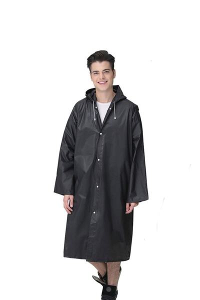 asmy Μαύρο Eva Rain Coat Αδιάβροχο και αντιανεμικό ανδρικό και γυναικείο Unisex Outdoor Size Xl