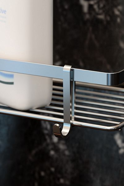 Teknotel Ράφι μπάνιου δύο επιπέδων με γάντζο μαύρο Chrome Es067h