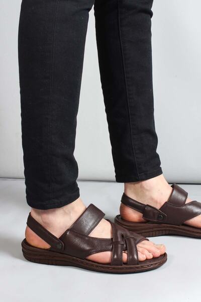 FAST STEP Men's Daily Comfortable Sports Flat Sole Walking Sandals Brown 952M...
