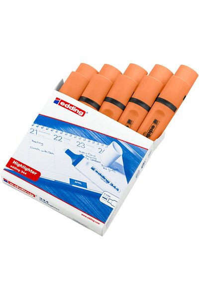 Edding 344 Highlighter - Marker Pen (Refillable) 2-5mm Orange (Pack of 10)
