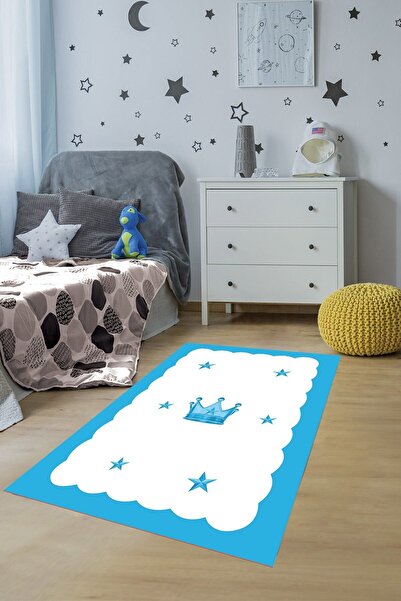 on the clouds Kral Tacı Desenli Dijital Baskı Yıkanabilir Kaymaz Taban Çocuk ...