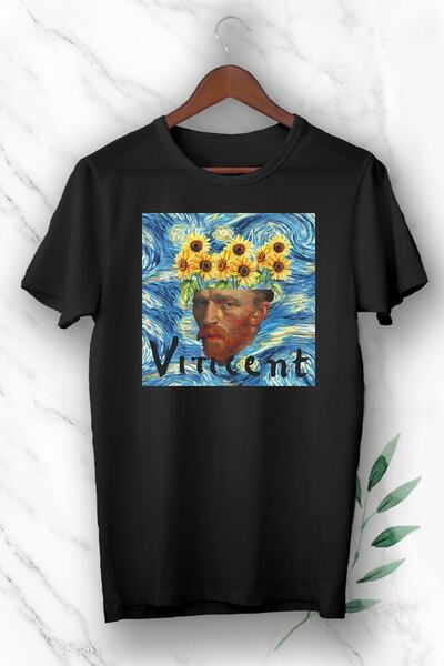perseusshopping Vincent Van Gogh Suncokret Štampano crna unisex majica