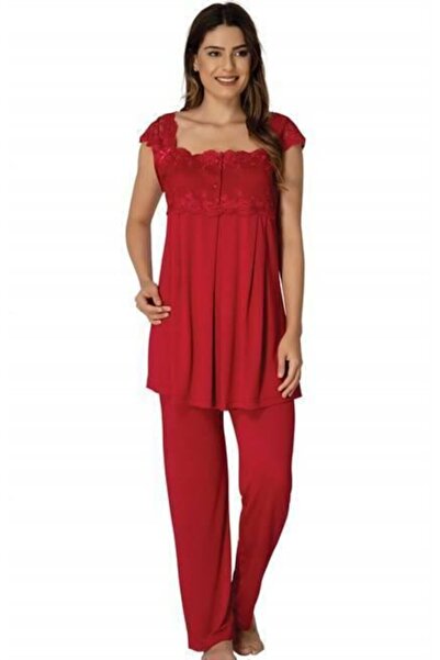 Lohussa Effort Вишневий мереживний комплект піжами для вагітних