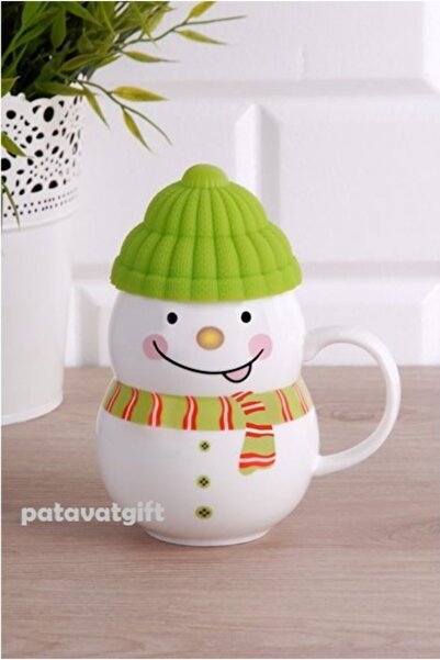 Genel Markalar Kardan Adam Silikon Kapaklı Bardak Kupa Hediyelik