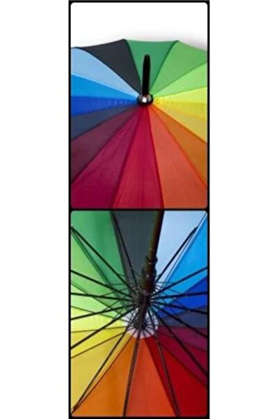 Genel Markalar Gökkuşağı Şemsiye Rengarenk Şemsiye 16 Telli 16 Renkli Şemsiye