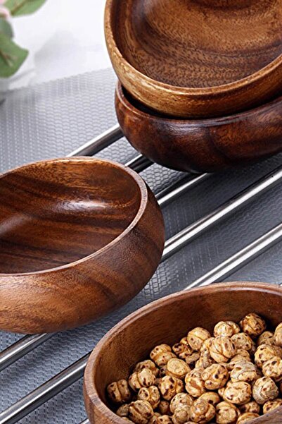 Genel Markalar 4'lü Bambu Ahşap Çerezlik Çapı 8,5 Cm