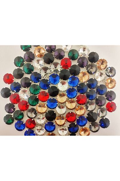yiğit aksesuar 18 Mm (1.8 Cm) Mixed Case Planted Glass Stones 100 Pieces